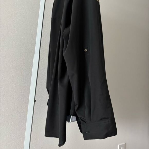 Michael Kors Blouse 2X Zip Pockets V Neck Quiet Luxury Dark Academia Soft Girl - Picture 9 of 12